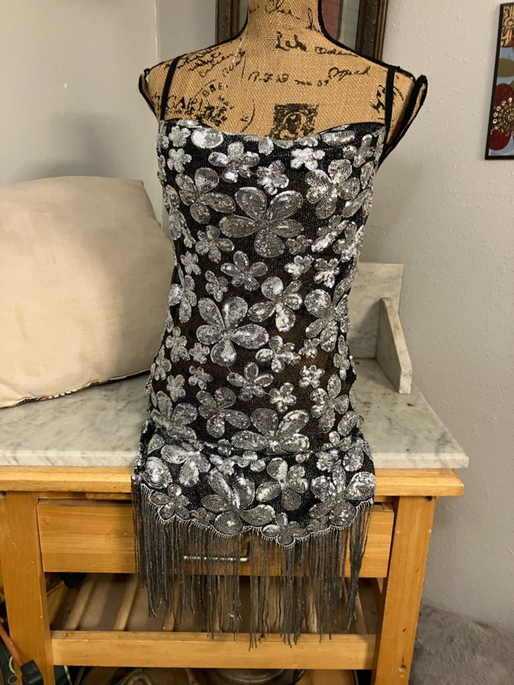 For Love & Lemons Silver Dress With Sequin Details… Fabulous Never Worn Medium!!